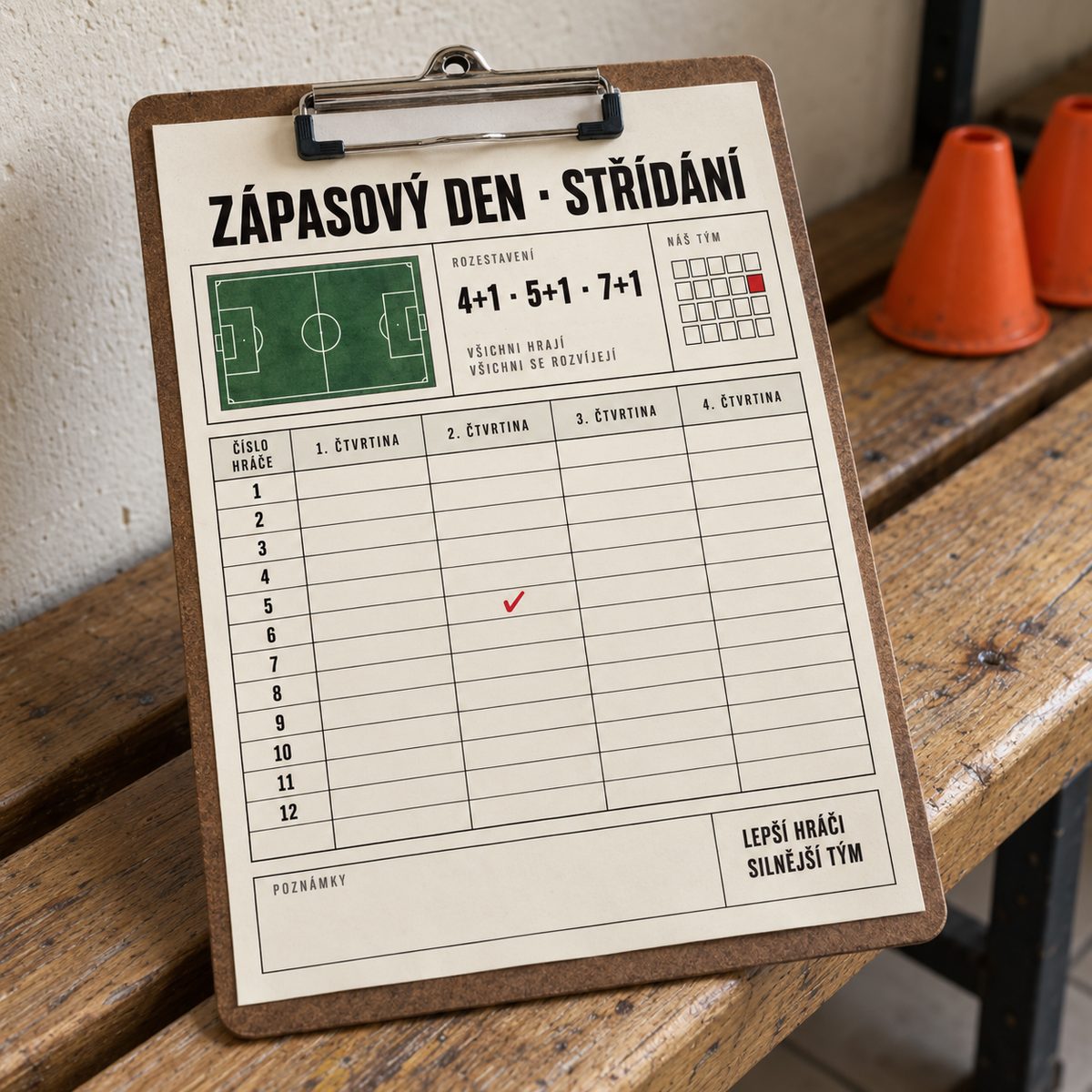 Zápasový den: rozcvička a střídání